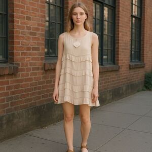 Cream Tiered Ruffled Mini Dress